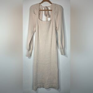 HOUSE OF HARLOW 1960 RIBBED KNIT MIDI DRESS.